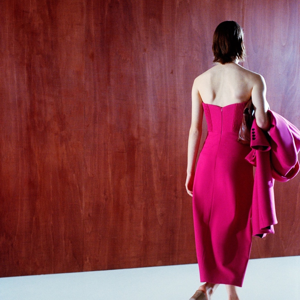 ZARA Corset Bustier Midi Dress Fuchsia BNWT - Picture 7 of 8